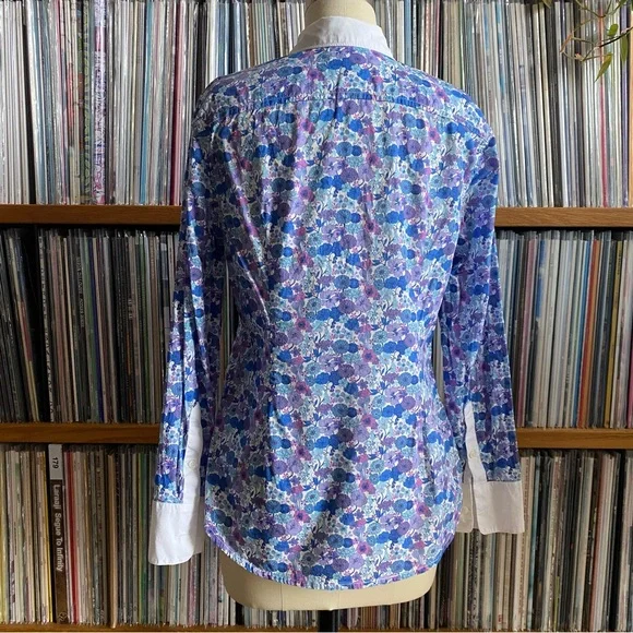 NWOT JCREW Blue and Purple Liberty Floral Shirt Size 2 - Picture 3 of 7